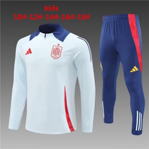 2024/25 Spain Light Blue Kids/Youth Thailand Soccer Tracksuit Uniform-801