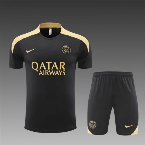 2024/25 Paris SG Black Gold Shorts-Sleeve Thailand Soccer Uniform-801