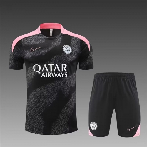 2024/25 Paris SG Black & Gray Shorts-Sleeve Thailand Soccer Uniform-801