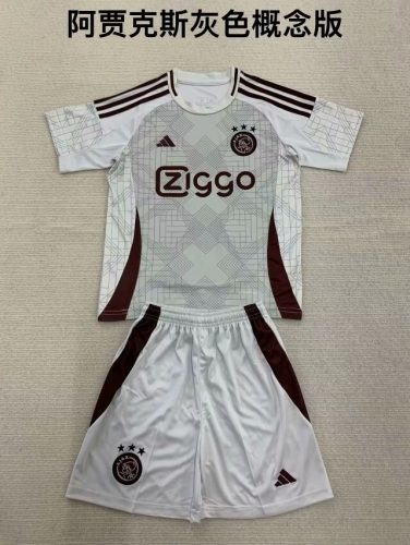 2024/25 GaiNian Version Ajax Gray & White Kids/Youth Soccer Uniform-208