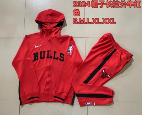 2023-2024 NBA Chicago Bull Red Jacket Uniform With Hat-815