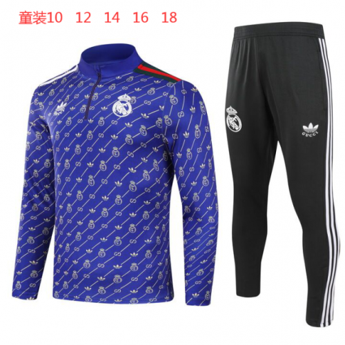 Kids 2024/25 Jointed Version  Real Madrid Purple Kids/Youth Soccer Tracksuit Uniform-GDP