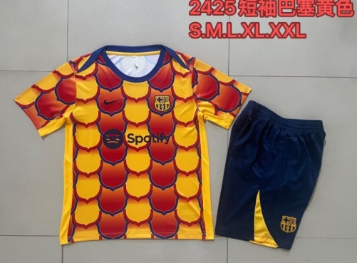 2024/25 Barcelona Red & Yellow Shorts-Sleeve Thailand Soccer Uniform-815