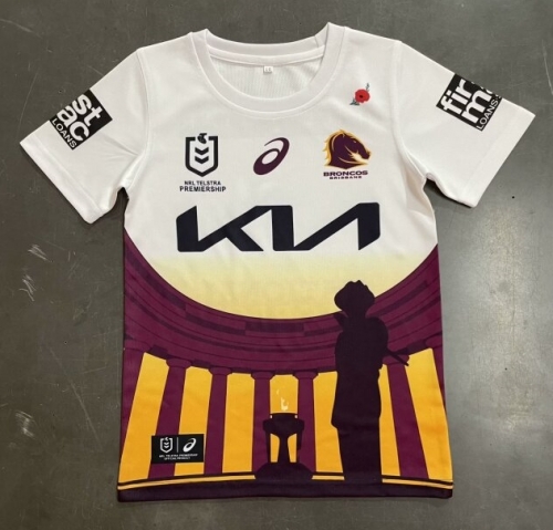 Kids 2024 Broncos White Kids/Youth Thailand Rugby Shirts-805