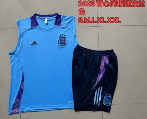 2024/25 Argentina Blue Shorts-Sleeve Thailand Soccer Tracksuit Vest Uniform-815