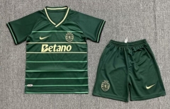 Kids 2024/25 Sporting Lisbon Away Green Kids/Youth Soccer Uniform-522