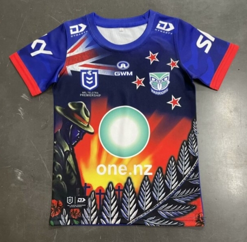 Kids 2024 Warriors Royal Blue Kids/Youth Thailand Rugby Shirts-805