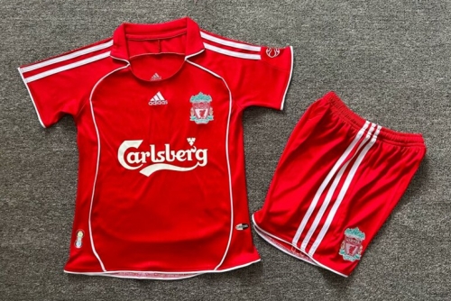 06-07 Retro Version Liverpool Home Red Youth/Kids Soccer Uniform-1040