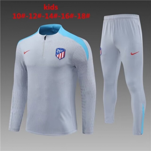 Kids Player Version 2024/25 Atletico Madrid Gray Kids/Youth Soccer Tracksuit Uniform-801