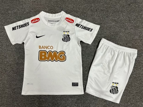 Kids 11-12 Retro Version Santos FC Home White Kids/Youth Soccer Uniform-1040