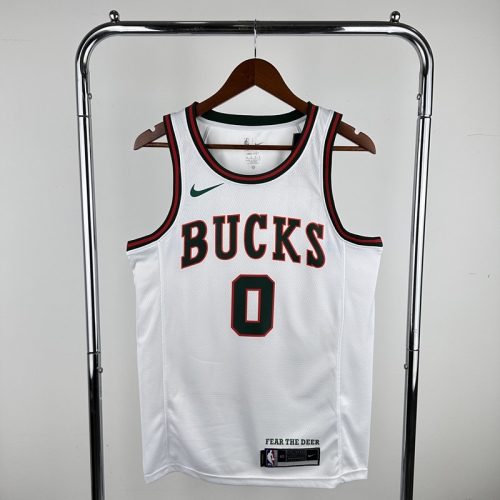 18 Season Retro Version NBA Milwaukee Bucks White #0 Jersey-311