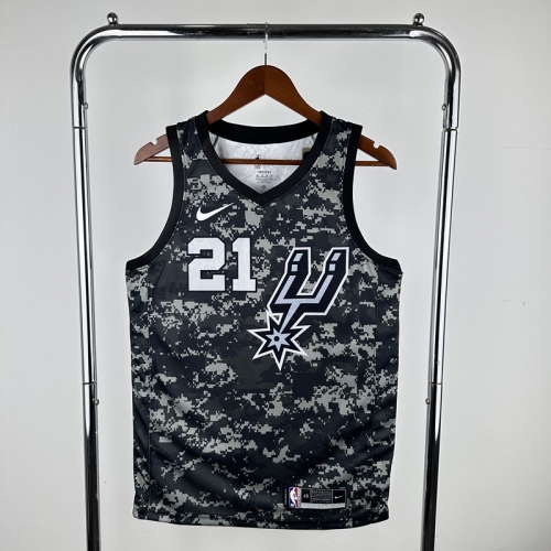 San Antonio Spurs NBA Gray & Green & Black #21 Jersey-311