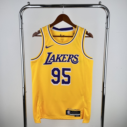 Los Angeles Lakers NBA Yellow Round Collar #95 Jersey-311