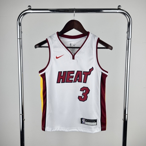Kids Miami Heat NBA White #3 Jersey-311