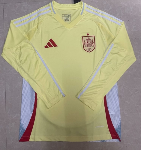 2024-25 Spain Away Light Yellow LS Thailand Soccer Jersey AAA-1116