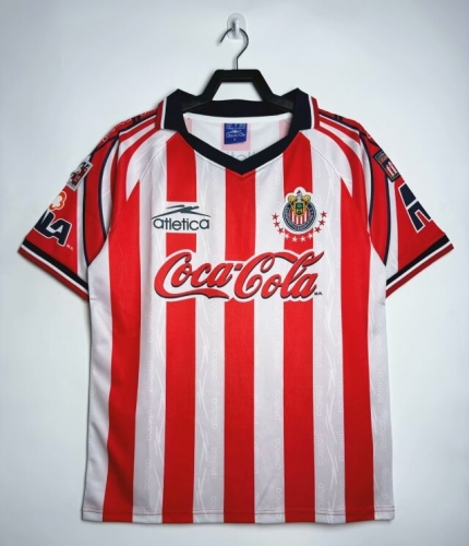 1998/99 Retro Version Deportivo Guadalajara Home Red & White Thailand Soccer Jersey AAA-811