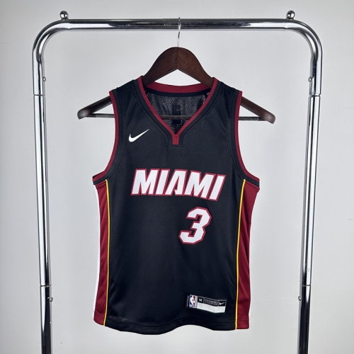 Kids Miami Heat NBA Black #3 Jersey-311