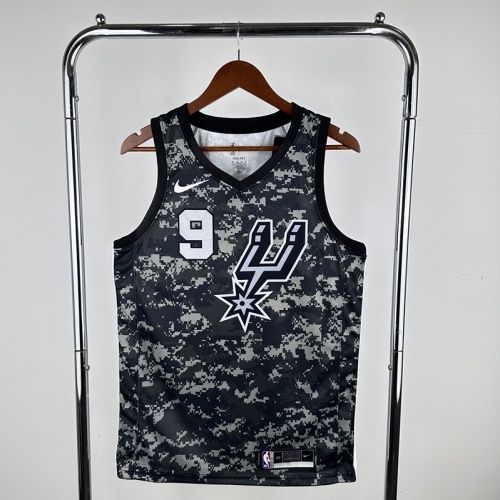 San Antonio Spurs NBA Gray & Green & Black #9 Jersey-311