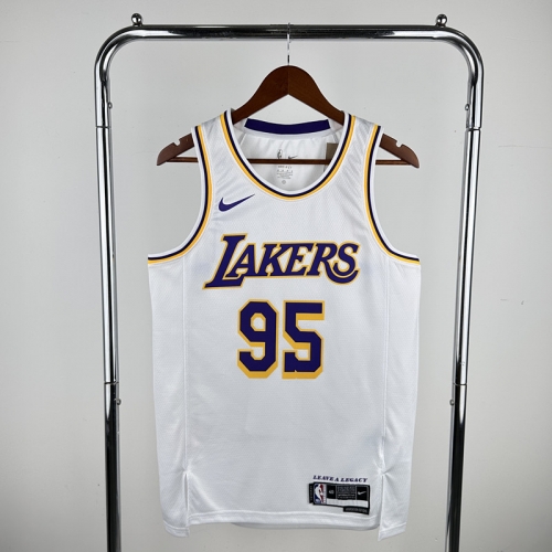 Los Angeles Lakers NBA White Round Collar #95 Jersey-311