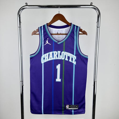 20 Season Retro Version NBA Charlotte Hornets Purple #1 Jersey-311