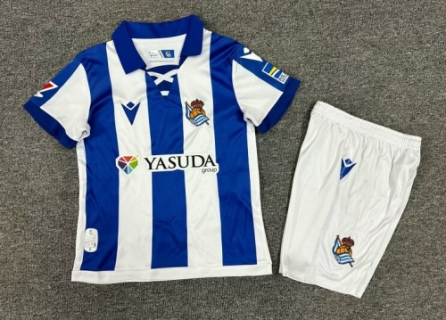 Kids 2024/25 Real Sociedad Home Blue & White Kids/Youth Soccer Uniform-123/507/208