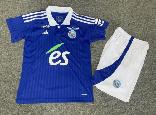 Kids 2024/25 RC Strasbourg Alsace Home Blue Kids/Youth Thailand Soccer Uniform-1040