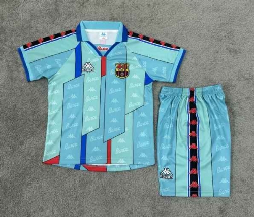 96-97 Retro Version Barcelona Away Blue Kids/Youth Soccer Uniform-311