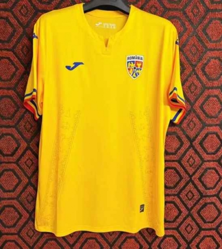 2024-25 Romania Home Yellow Thailand Soccer Jersey-920