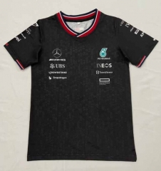 Kids 2024 Mercedes Black Round Collar Formula One Racing Jersey-805