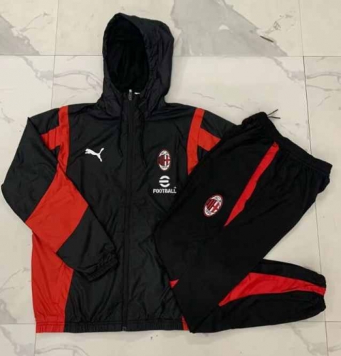 2024/25 AC Milan Red & Black Soccer Windbreaker Uniform With Hat-815
