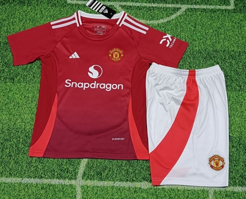 Kids 2024/25 Manchester United Home Red Kids/Youth Soccer Uniform-522/BLY/812