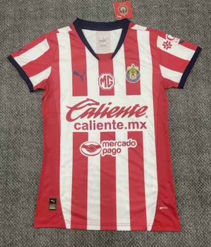 2024/25 Deportivo Guadalajara Home Red & White Women Soccer Jersey AAA-SH