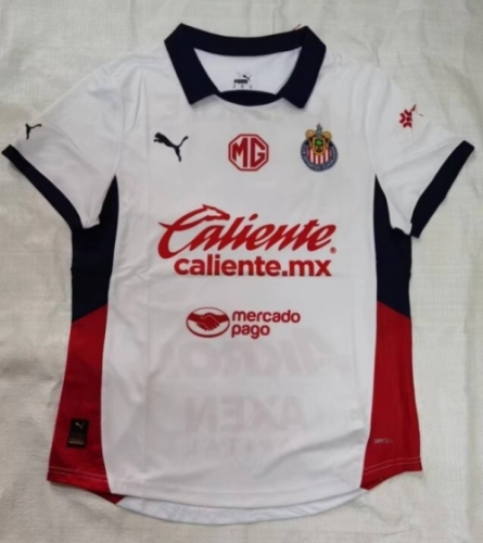 Player Version 2024/25 Deportivo Guadalajara Away White & Red Thailand Soccer Jersey AAA-912