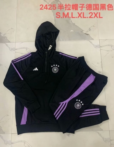 2024/25 Germany Black Thailand Soccer Tracksuit Uniform With Hat-815