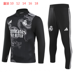 Kids 2024/25 Special Version Real Madrid Black Kids/Youth Soccer Tracksuit Uniform-GDP