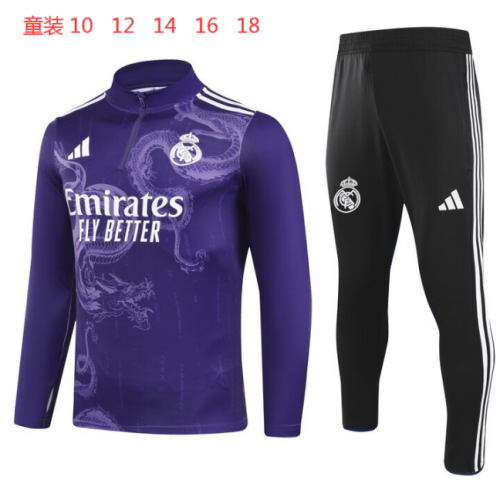 Kids 2024/25 Special Version Real Madrid Blue & Purple Kids/Youth Soccer Tracksuit Uniform-GDP