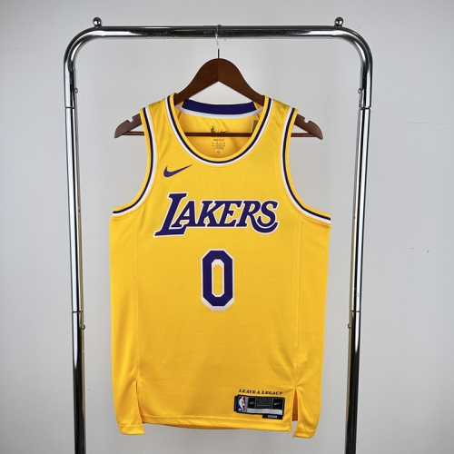 23 Season Los Angeles Lakers NBA Yellow Round Collar #0 Jersey-311