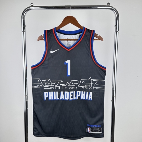 21 Season City Version NBA Philadelphia 76ers Royal Blue #1 Jersey-311