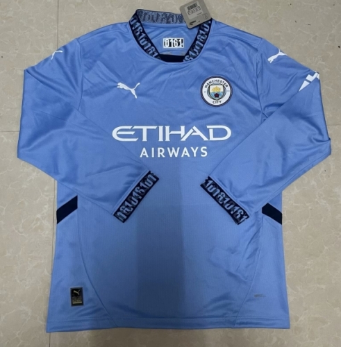 2024/25 Manchester City Home Blue LS Thailand Soccer Jersey AAA-1106