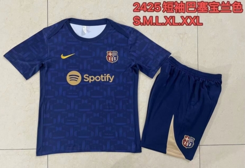 2024/25 Barcelona Royal Blue Shorts-Sleeve Thailand Soccer Uniform-815