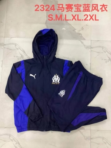 2024/25 Olympique Marseille Royal Blue Soccer Windbreaker Uniform-815