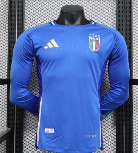 Player Version 2024/25 Italy Home Blue LS Thailand Soccer Uniform Jersey AAA-888