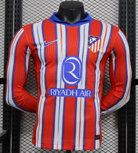 Player Version 2024/25 Atlético Madrid Home Red LS Thailand Soccer Jersey AAA-888/16