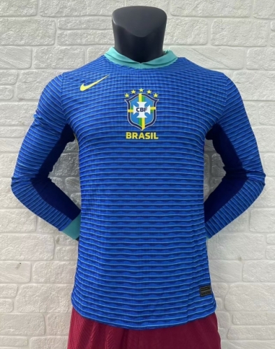 Player Version 2024/25 Brazil Away Blue Thailand LS Soccer Jeesey AAA-16