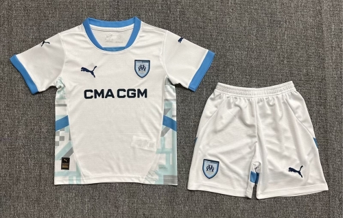 Kids 2024/25 Olympique Marseille Home White Kids/Youth Soccer Uniform-522/123
