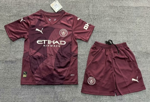 Kids 24/25 Manchester City 2nd Away Red Kids/Youth Soccer Uniform-507/123/522