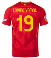 With Patch 2024/25 Spain Home Red #19（Lamine yamaL) Thailand Soccer Jersey AAA-320