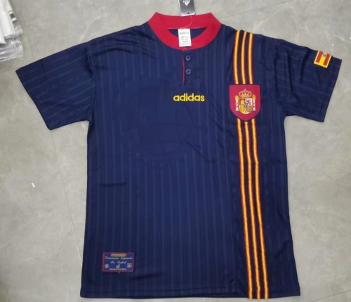 96 Retro Version Spain Royal Blue Thailand Soccer Jersey AAA-710