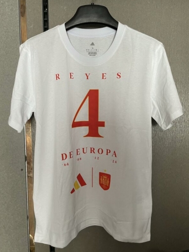 2024 Spain White Soccer Cotton Champion T-Shirts-308