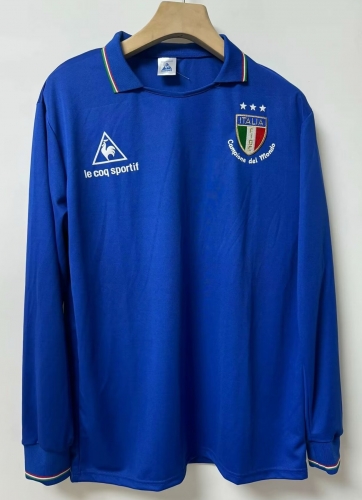 1982 Retro Version Italy Home Blue LS Thailand Soccer Uniform Jersey AAA-2011